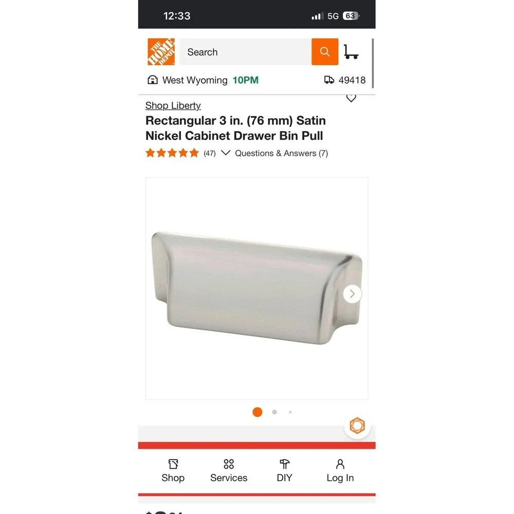 Liberty Brainerd 3 in Satin Nickel Rectangular Cabinet Drawer Bin Pull 13 Pack